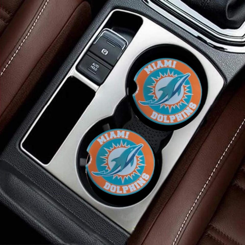Miami Dolphins Car Coasters, Absorbent Ceramic