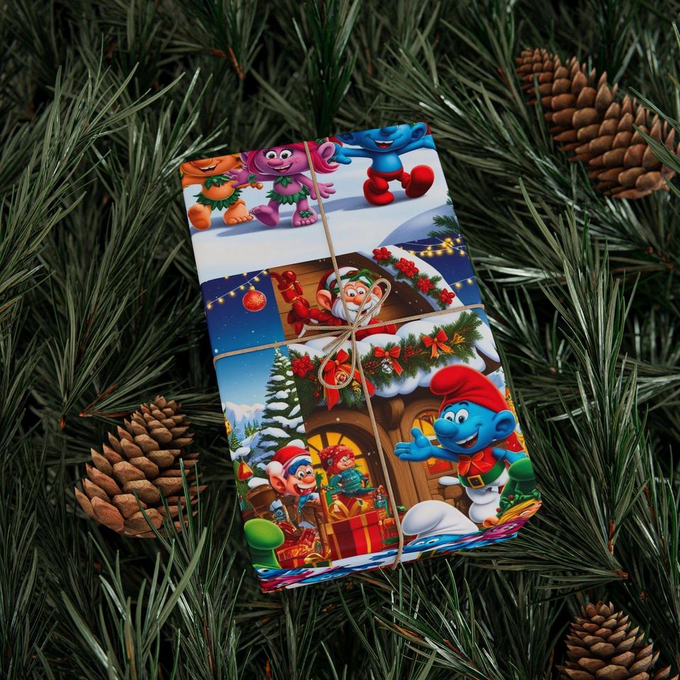 Christmas Smurf Kids Wrapping Paper: Festive Holiday Packaging