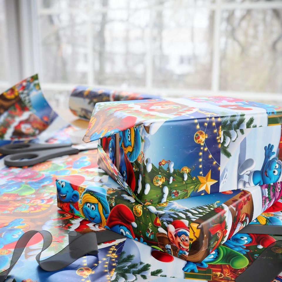 Christmas Smurf Kids Wrapping Paper: Festive Holiday Packaging
