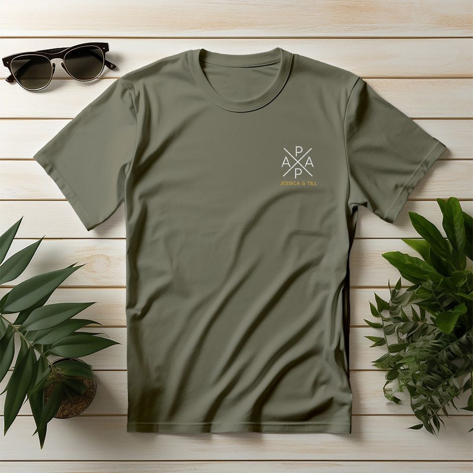 Papa Cross T-Shirt khaki, personalized with name
