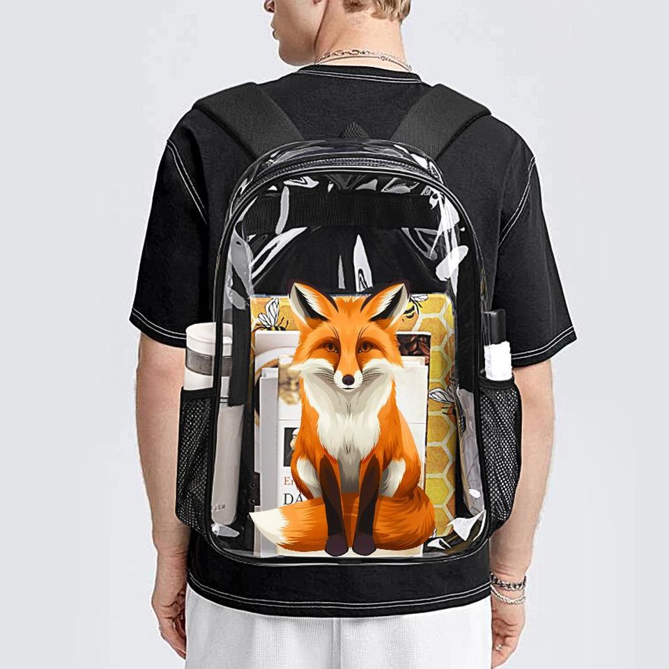 Gorgeous Fox Clear Backpack, Fox Transparent Bag, Red fox Transparent Backpack