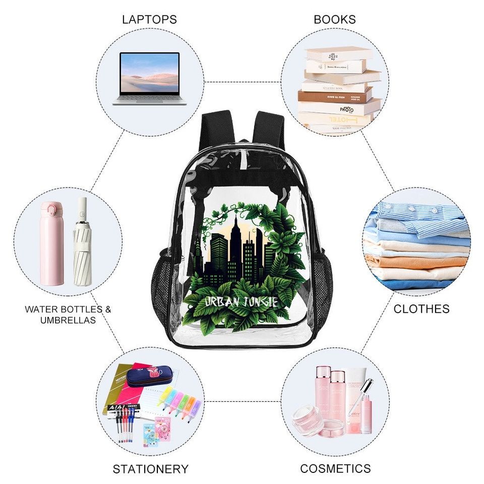 Urban Jungle School Bag, Transparent Backpack, See Through Rucksack