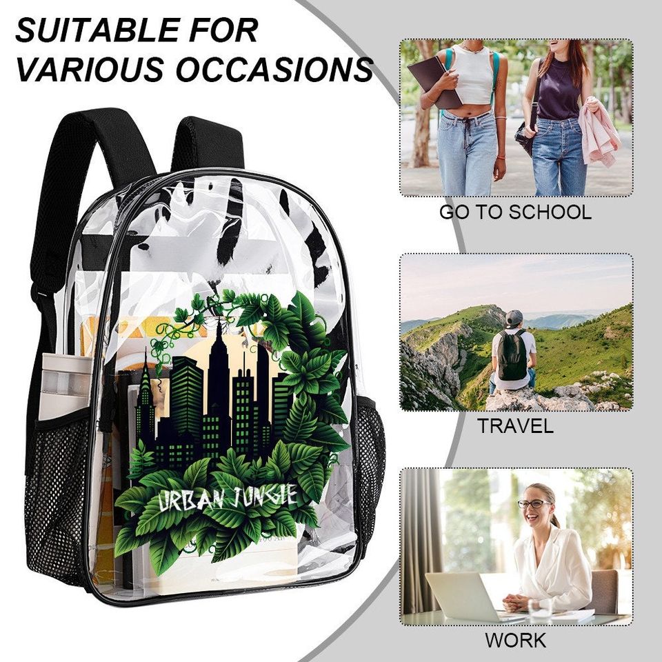 Urban Jungle School Bag, Transparent Backpack, See Through Rucksack