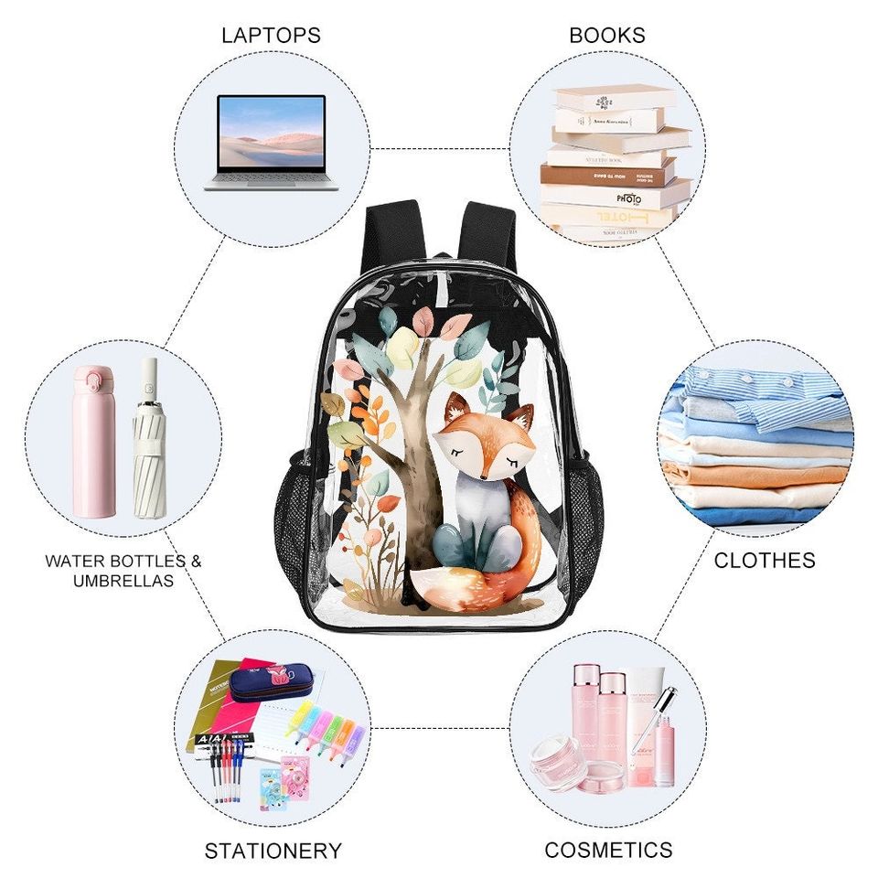 Transparent Bag, Fox Transparent Backpack, See Through Rucksack