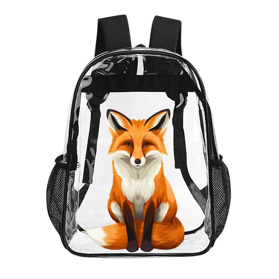 Gorgeous Fox Clear Backpack, Fox Transparent Bag, Red fox Transparent Backpack