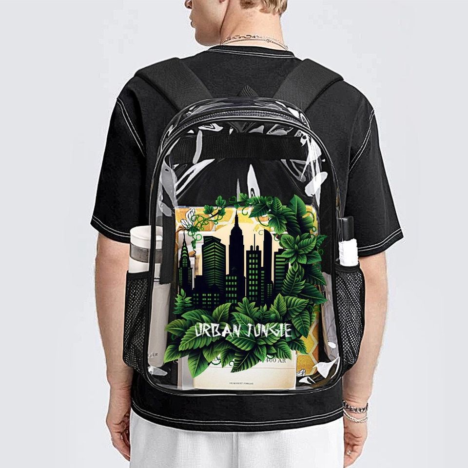 Urban Jungle School Bag, Transparent Backpack, See Through Rucksack