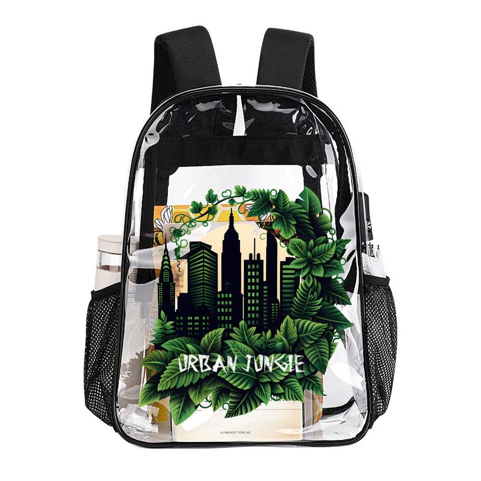 Urban Jungle School Bag, Transparent Backpack, See Through Rucksack