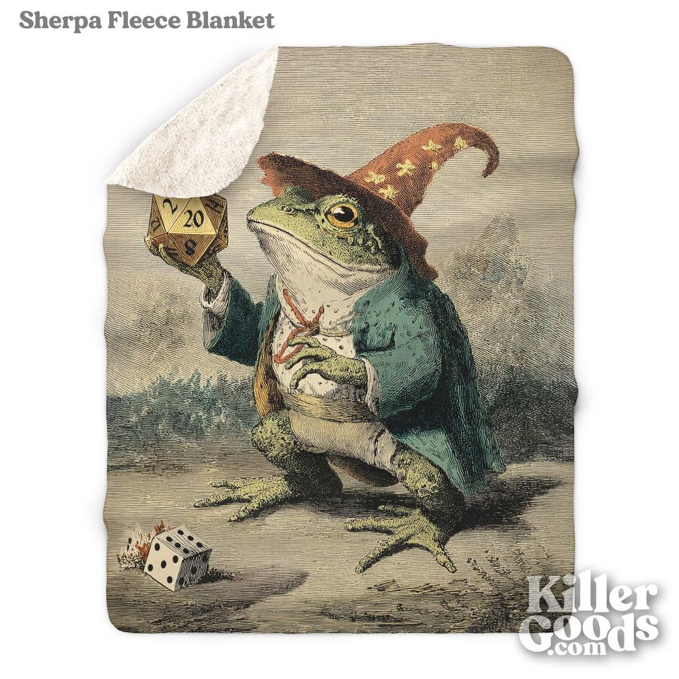 Frog Wizard Woven Blanket: D&D Gamer Decor, Fantasy RPG Throw