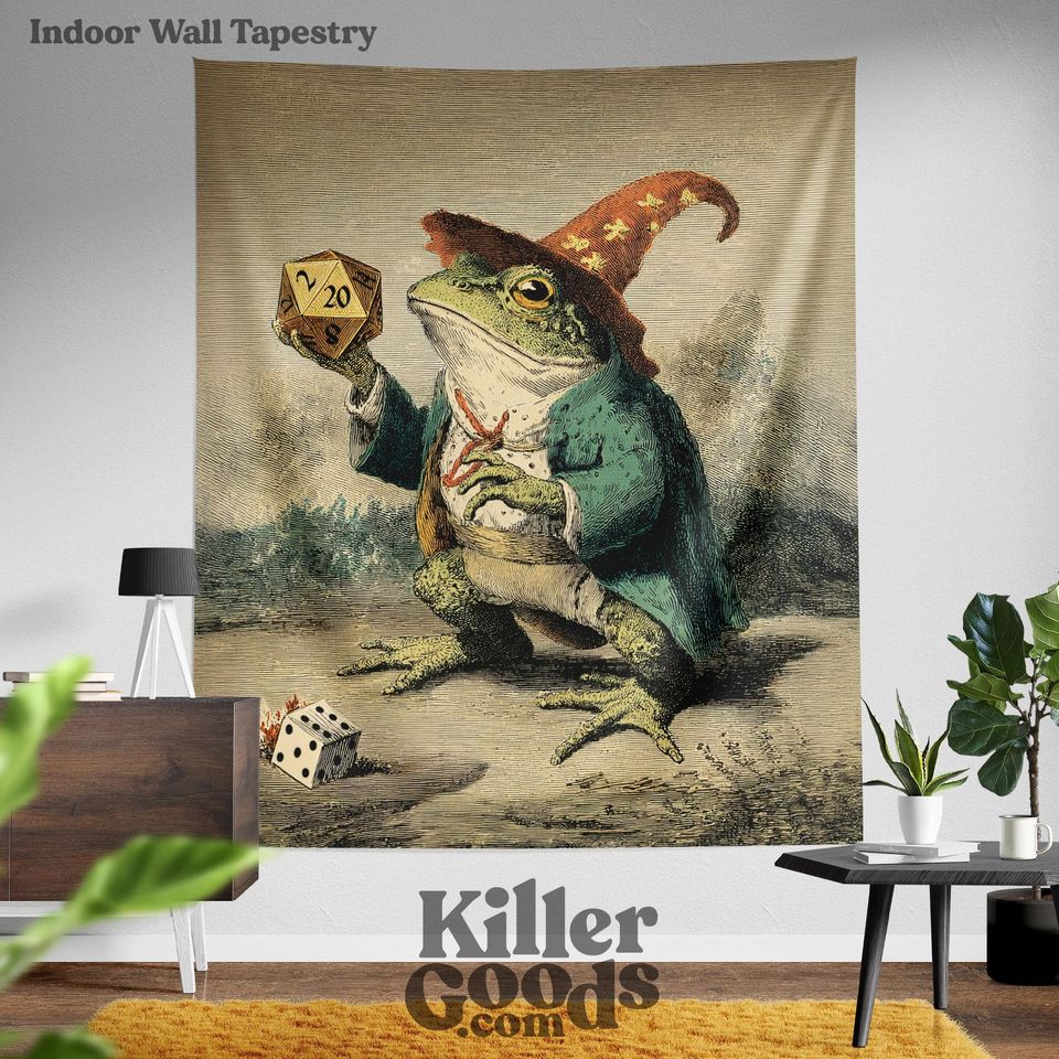 Frog Wizard Woven Blanket: D&D Gamer Decor, Fantasy RPG Throw