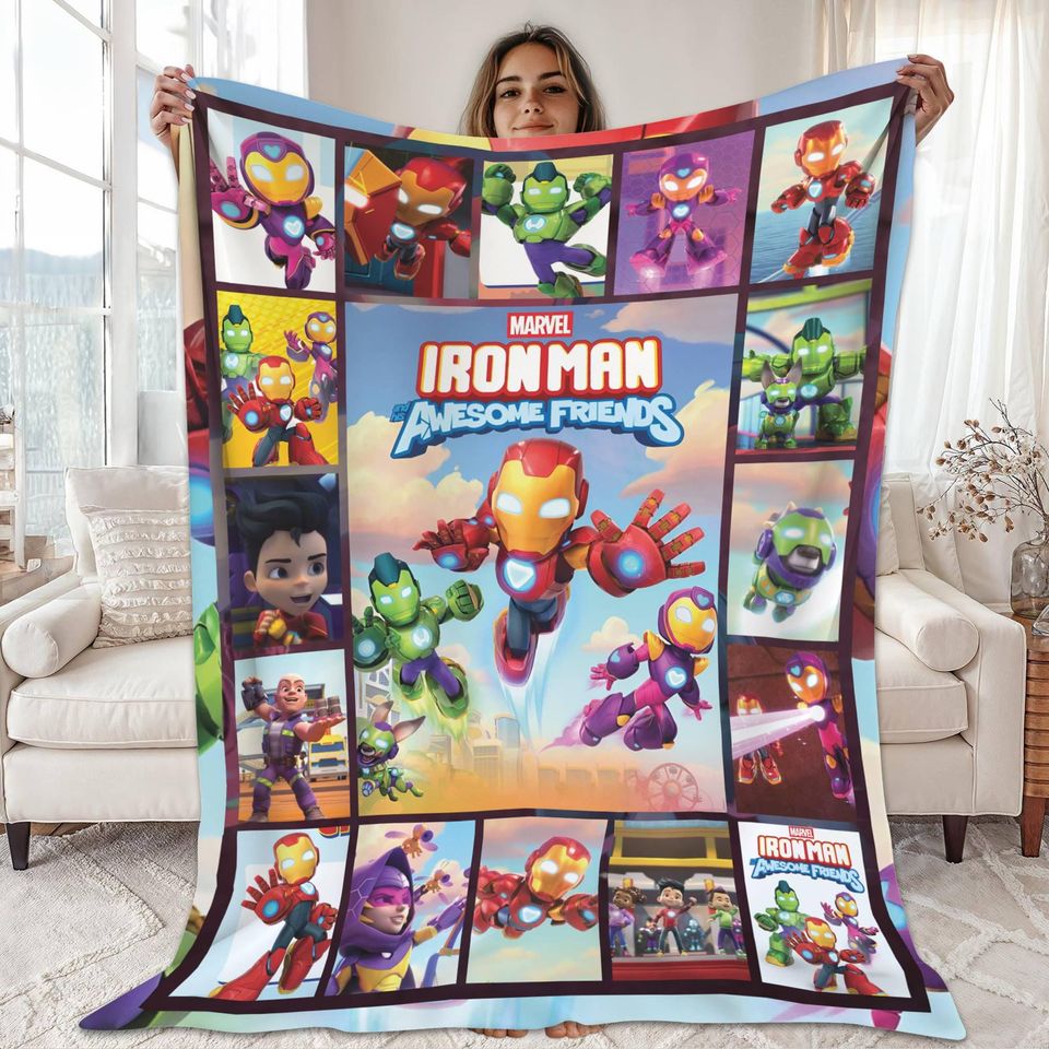 Iron Man and His Awesome Friends Blanket, Mcu Rivals Iron Man Blanket, Mcu Superhero Blanket, Christmas Gift, Mcu Fan Gift