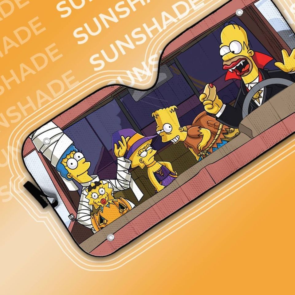 The Simpsons Halloween  Auto Sunshade | Simpsons Car Windshield | 80s Sitcom Car Protector