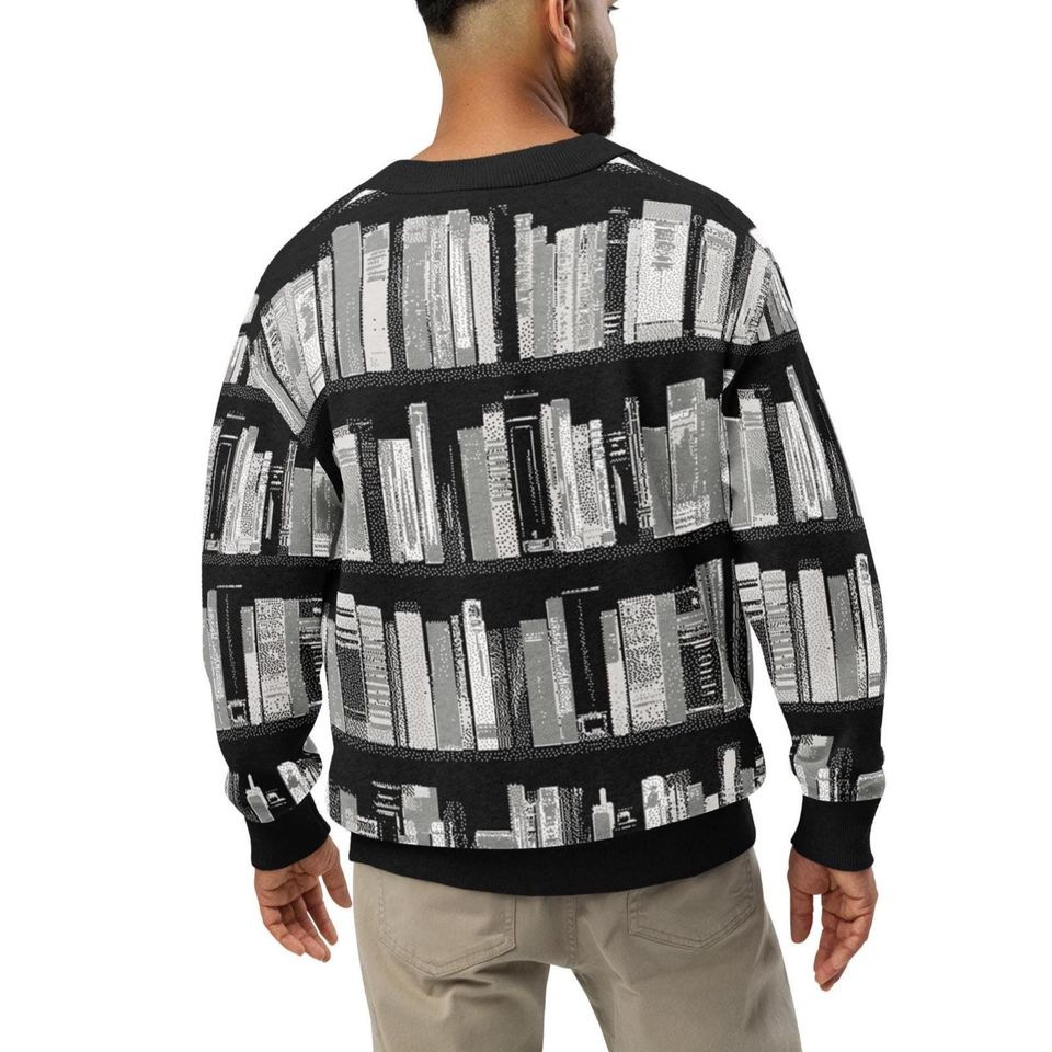 Book Cardigan Sweater Book Lover Gift Idea for Readers, Button Up Knit Sweater
