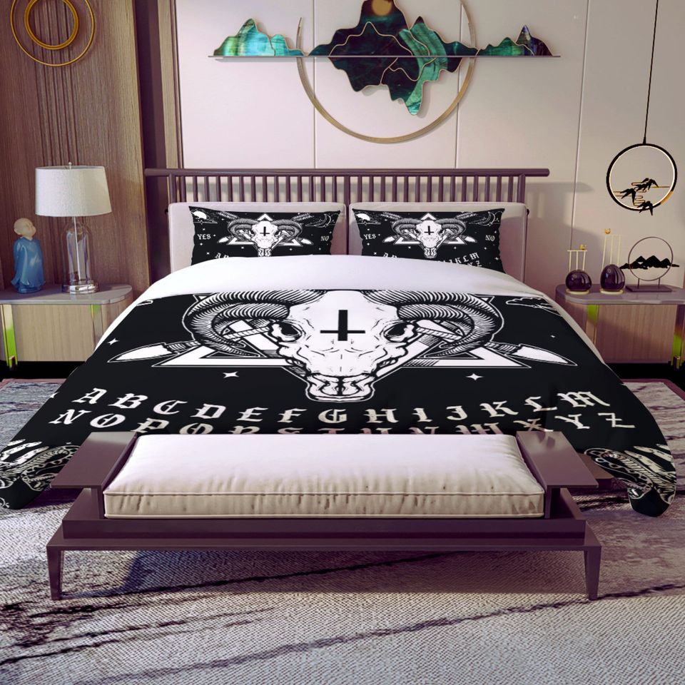 Gothic Bedding Set - Baphomet Ouija Board, Halloween Bedding Set
