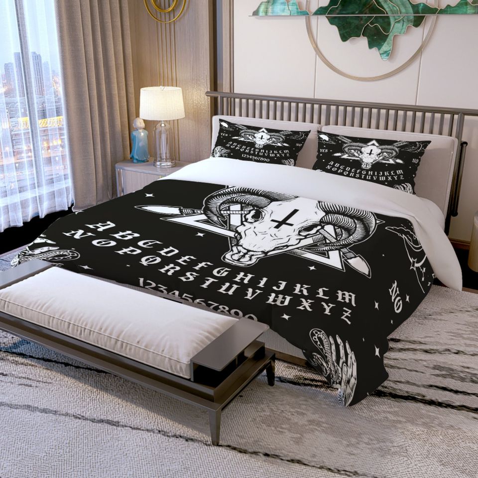 Gothic Bedding Set - Baphomet Ouija Board, Halloween Bedding Set