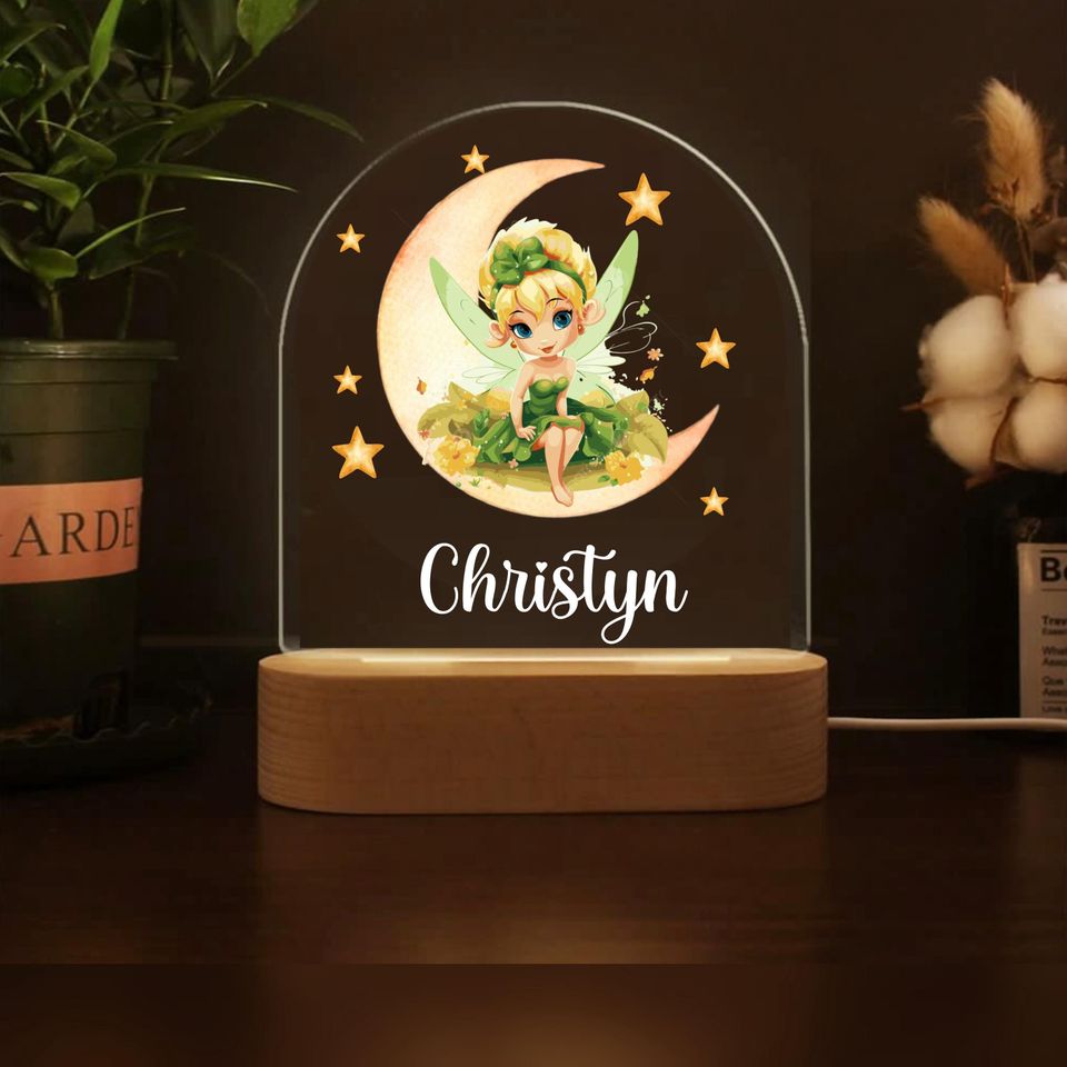 Personalized Tinker Bell Night Light: Nursery Decor Lamp