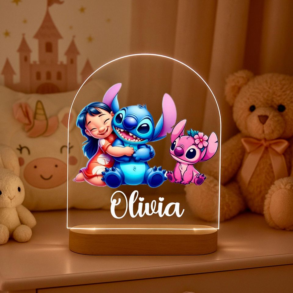 Personalized Lilo & Stitch Night Light - Nursery Decor - Kids Birthday Gift
