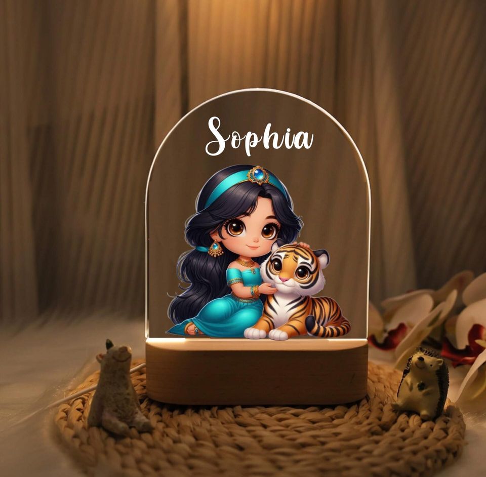 Personalized Princess Jasmine Night Light: Kids Nursery Decor