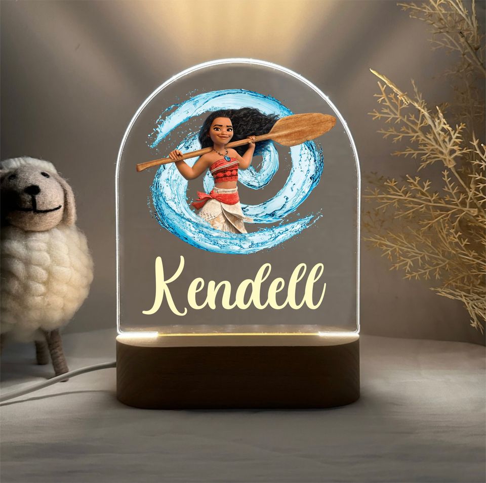 Personalized Moana Night Light: Engraved Nursery Decor