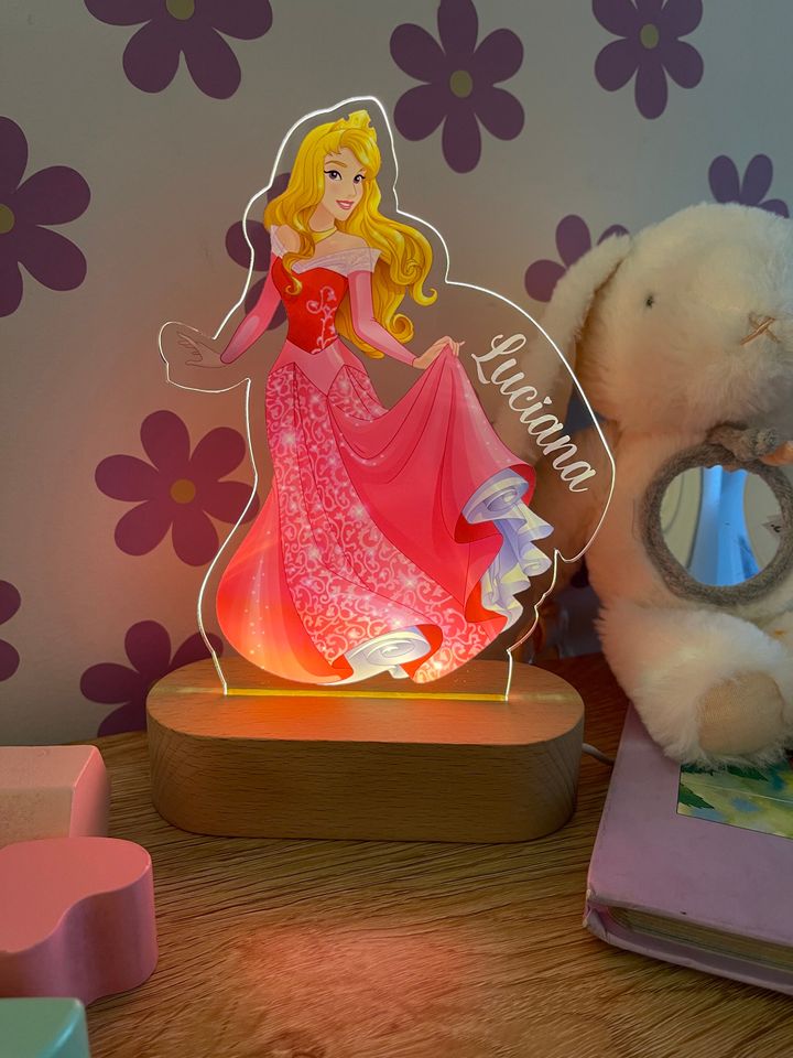 Personalized Princess Aurora Night Light: Engraved Nursery Decor