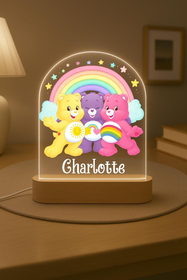 Personalized Bear Night Light - Custom Engraved Kids Room Decor