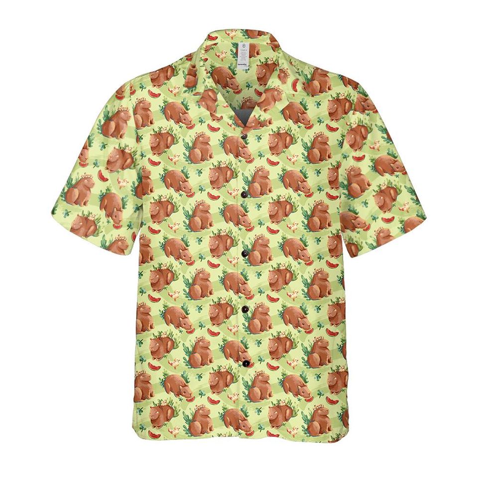 Cute Capybara Hawaiian Shirt, Chill Guy Meme Button Up Shirt