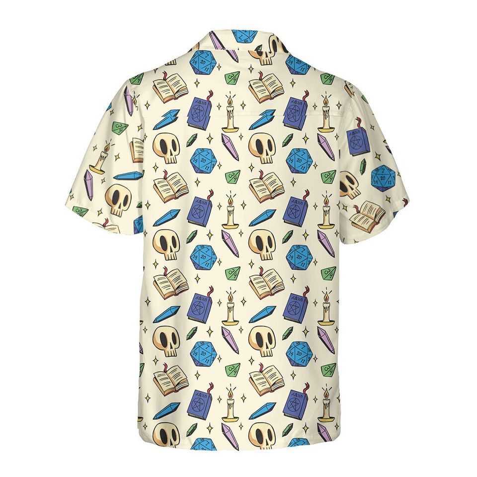 Dungeon Master Hawaiian Shirt: DnD Dice, Skulls, Books