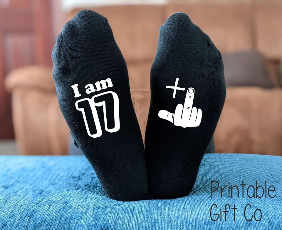 Funny 50th Birthday Socks: 49 + 1 Rude Middle Finger Novelty Gift