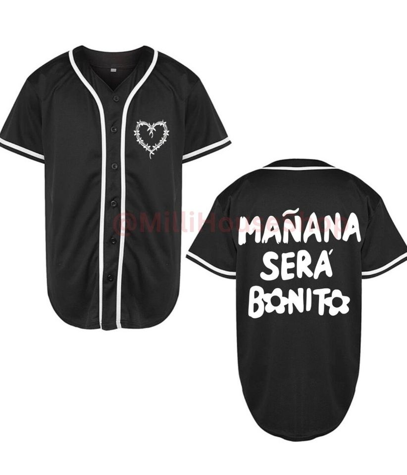 Bad Bunny Jersey, Black Baseball Jersey
