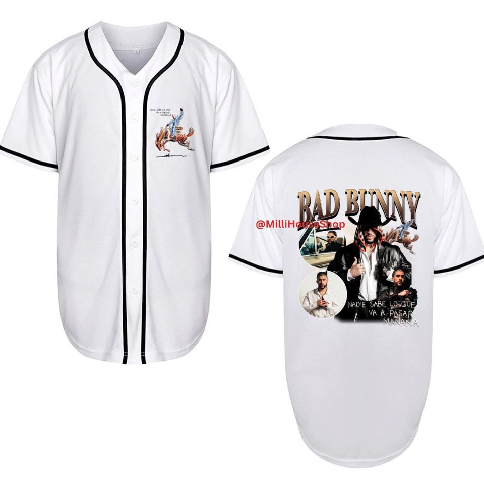 Bad Bunny Jersey, Black Baseball Jersey