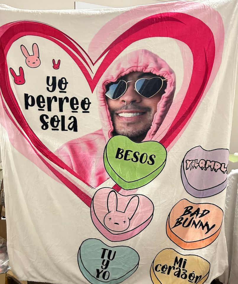 Bad Bunny throw blanket, Bad Bunny Merch