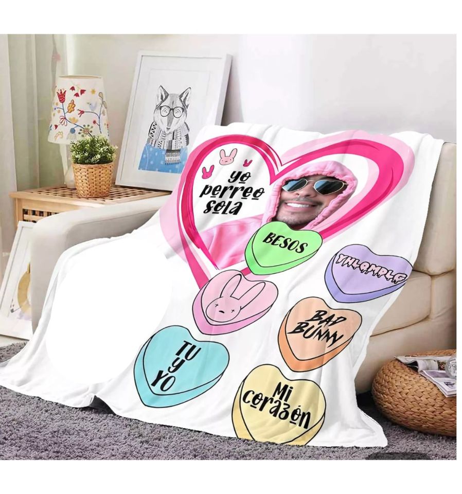 Bad Bunny throw blanket, Bad Bunny Merch