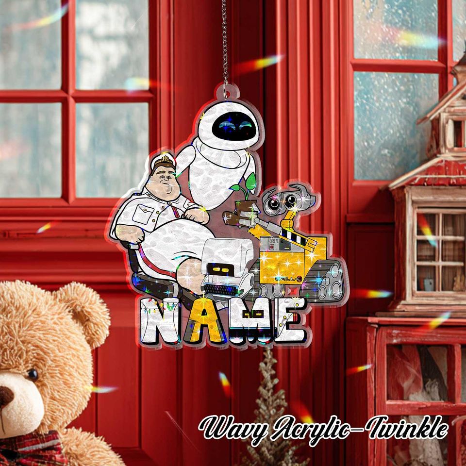 Wall-E and EVE Acrylic Ornament - Disney Pixar Robot Movie Wall Decor, Customizable Space Adventure Keepsake