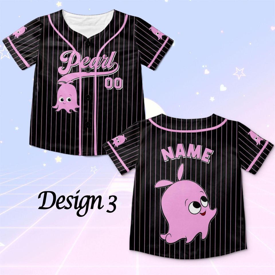Finding Nemo Pearl Baseball Jersey, Disney Pearl Character Jersey, Disney Finding Nemo Baseball Jersey