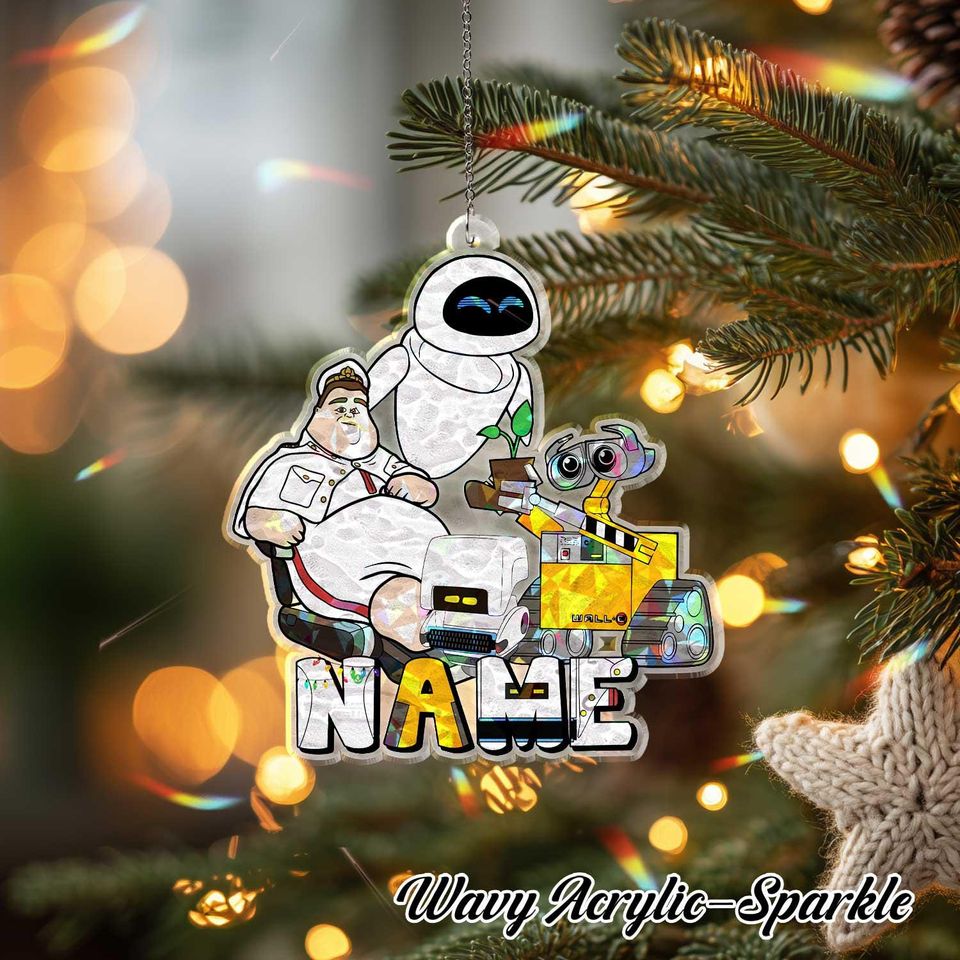 Wall-E and EVE Acrylic Ornament - Disney Pixar Robot Movie Wall Decor, Customizable Space Adventure Keepsake