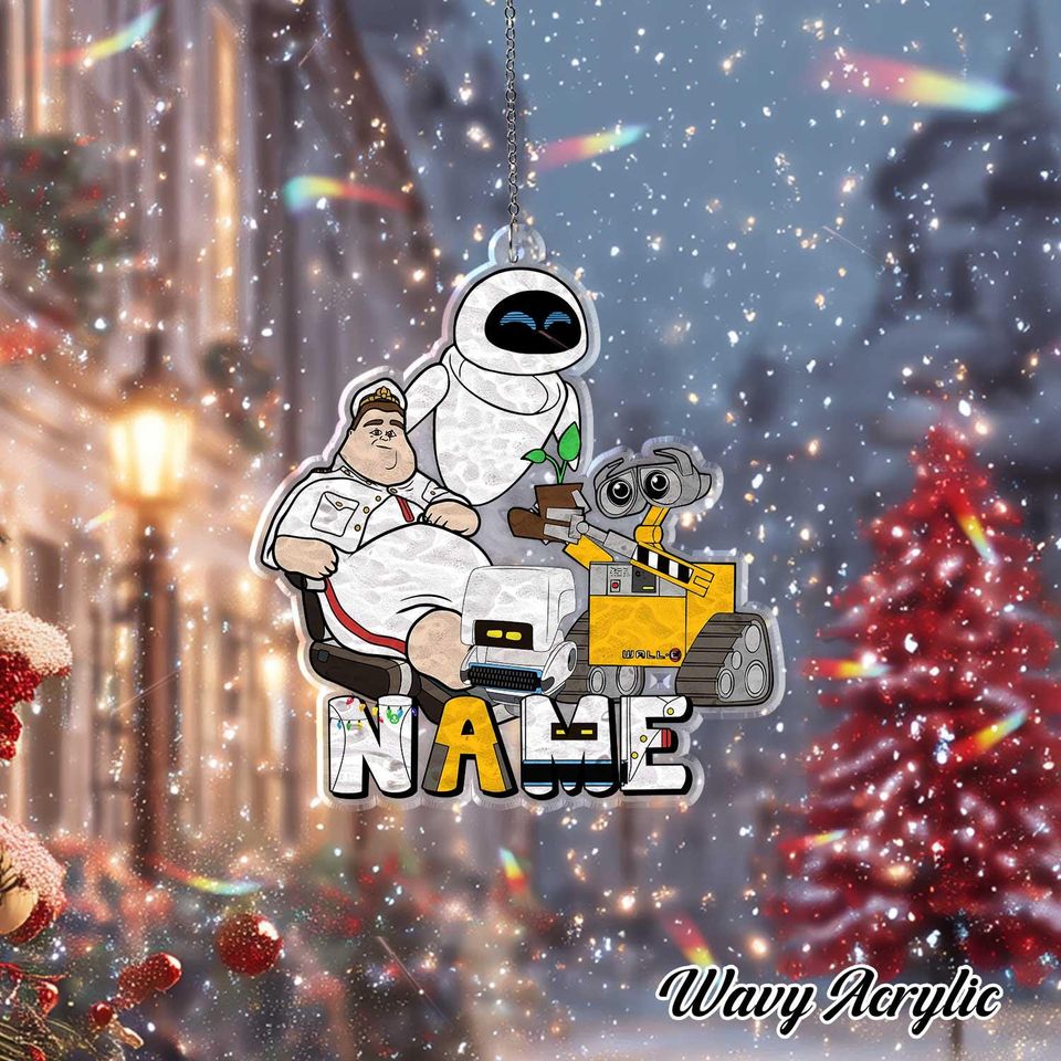 Wall-E and EVE Acrylic Ornament - Disney Pixar Robot Movie Wall Decor, Customizable Space Adventure Keepsake