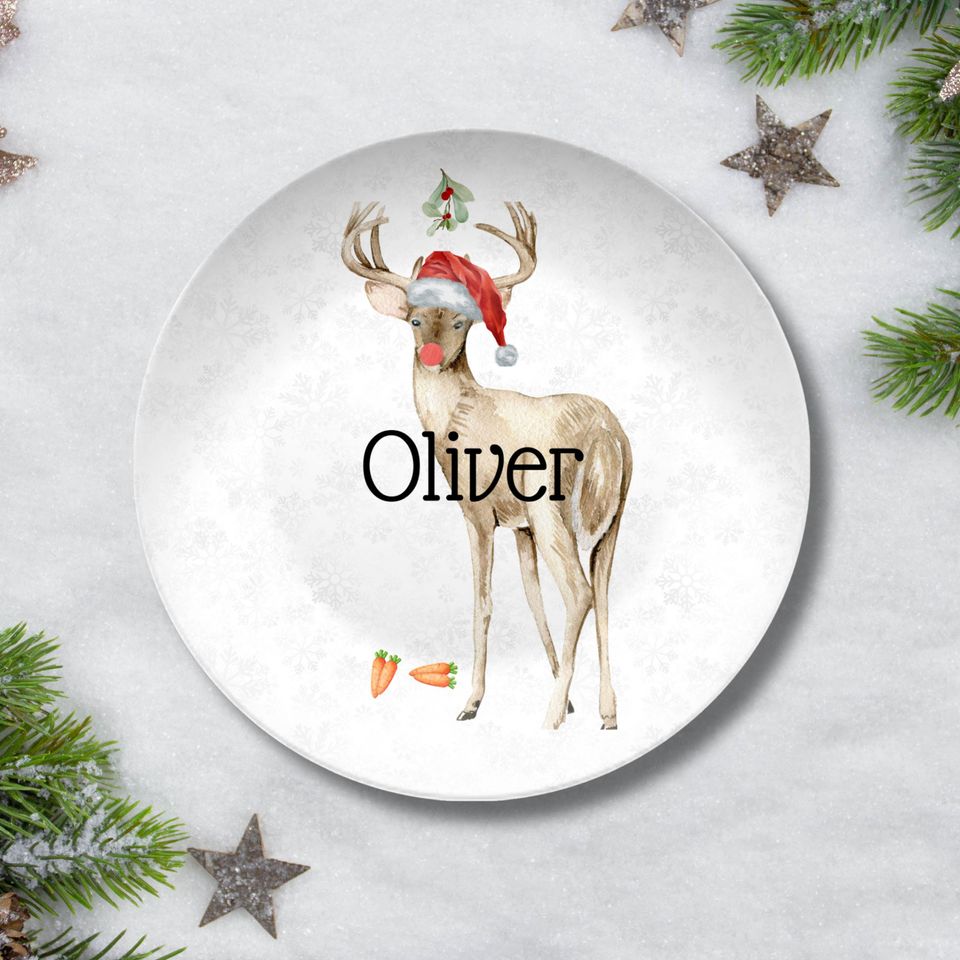Personalized Santa Plate Christmas Platter Kid Christmas Eve Treat Board Santa Cookie Plate Custom Family Name Plate Santa Tray Made in USA