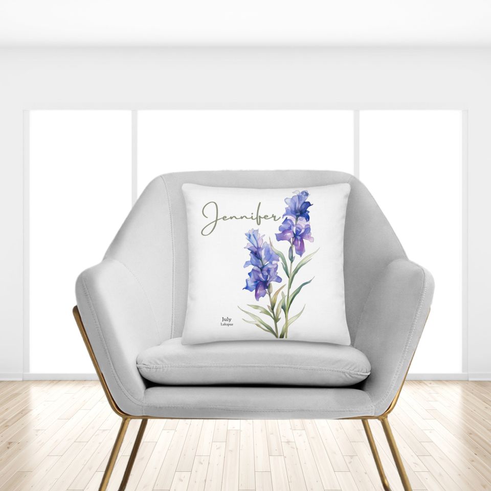Customizable Birth Month Flower Pillows Custom  Name pillow Monogram Pillow