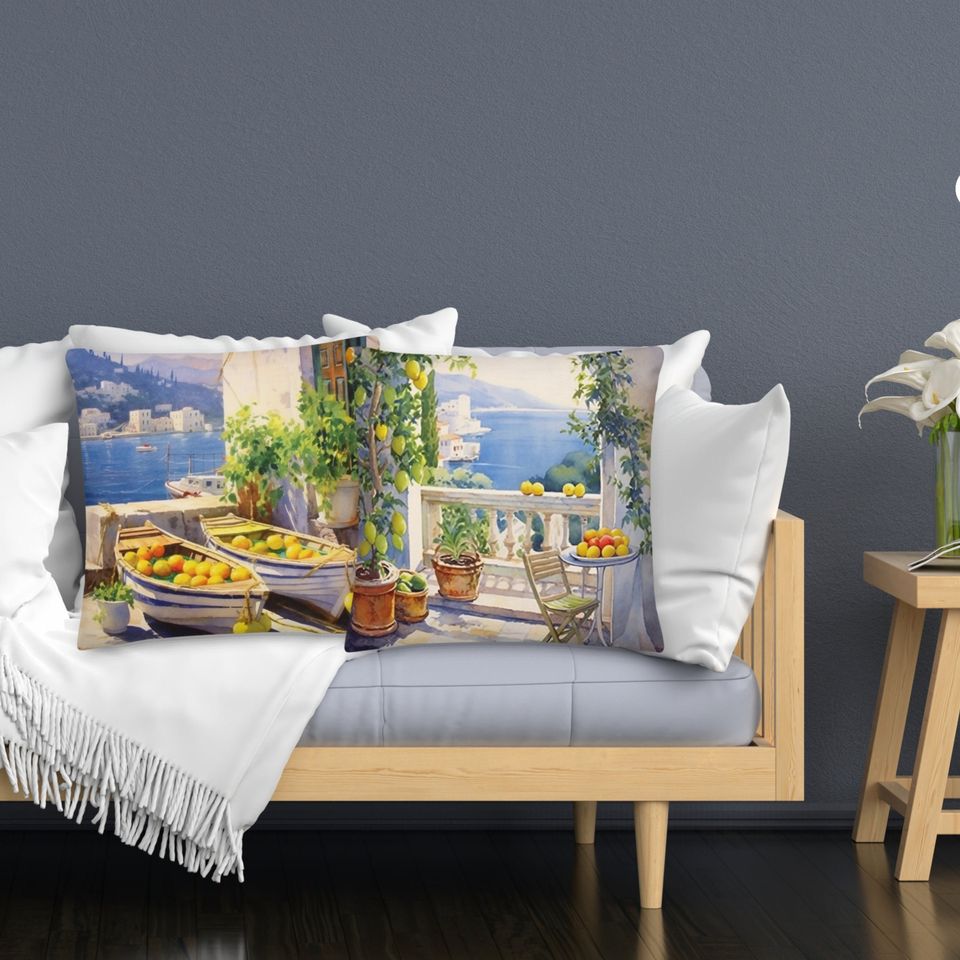 Watercolor Lemon Throw Pillows Abstract  Lemon pillow Citrus Print Pillow