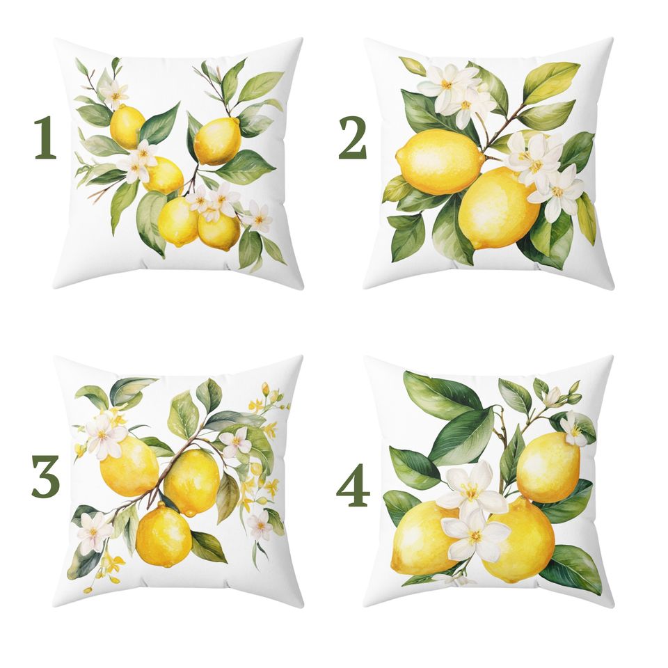 Watercolor Lemon Throw Pillow Abstract  Lemon pillow Square Citrus Print Pillow