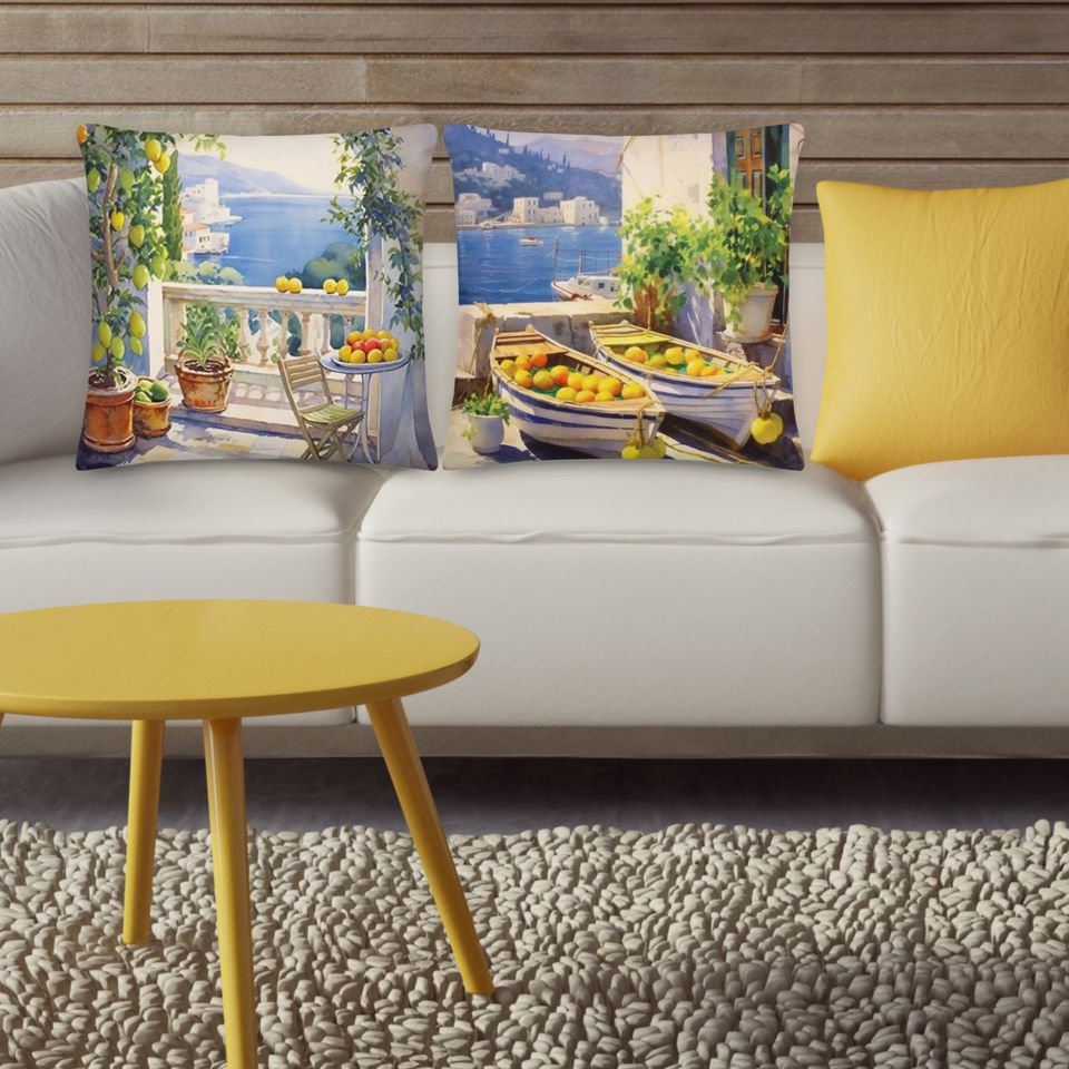 Watercolor Lemon Throw Pillows Abstract  Lemon pillow Citrus Print Pillow