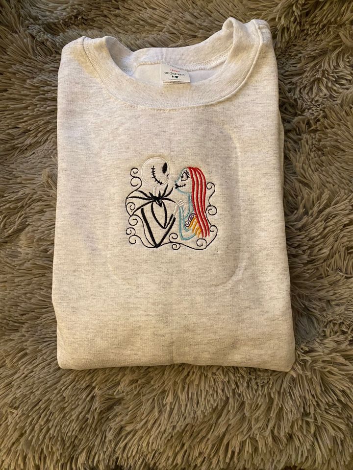 Jack and sally embroidered sweatshirt, skellington