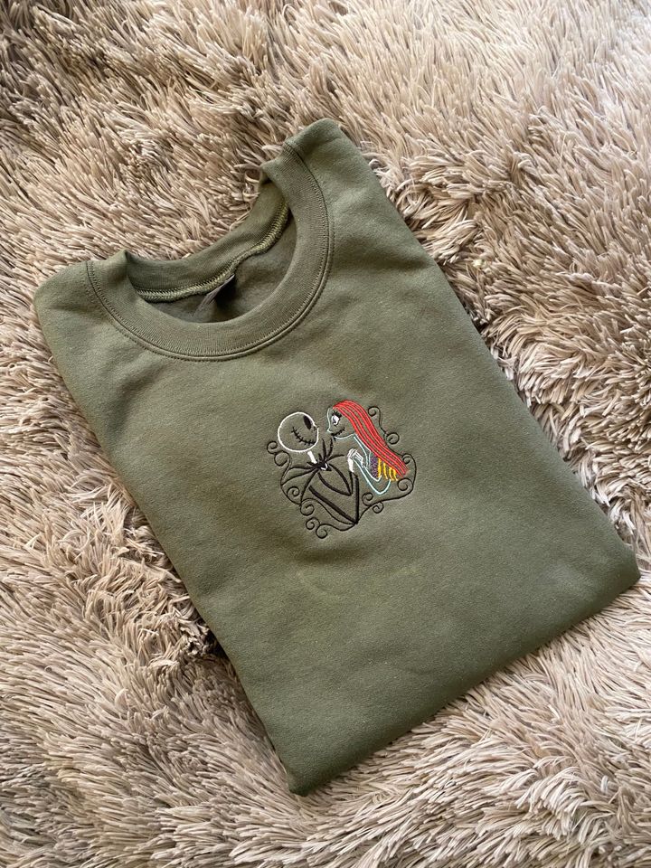 Jack and sally embroidered sweatshirt, skellington