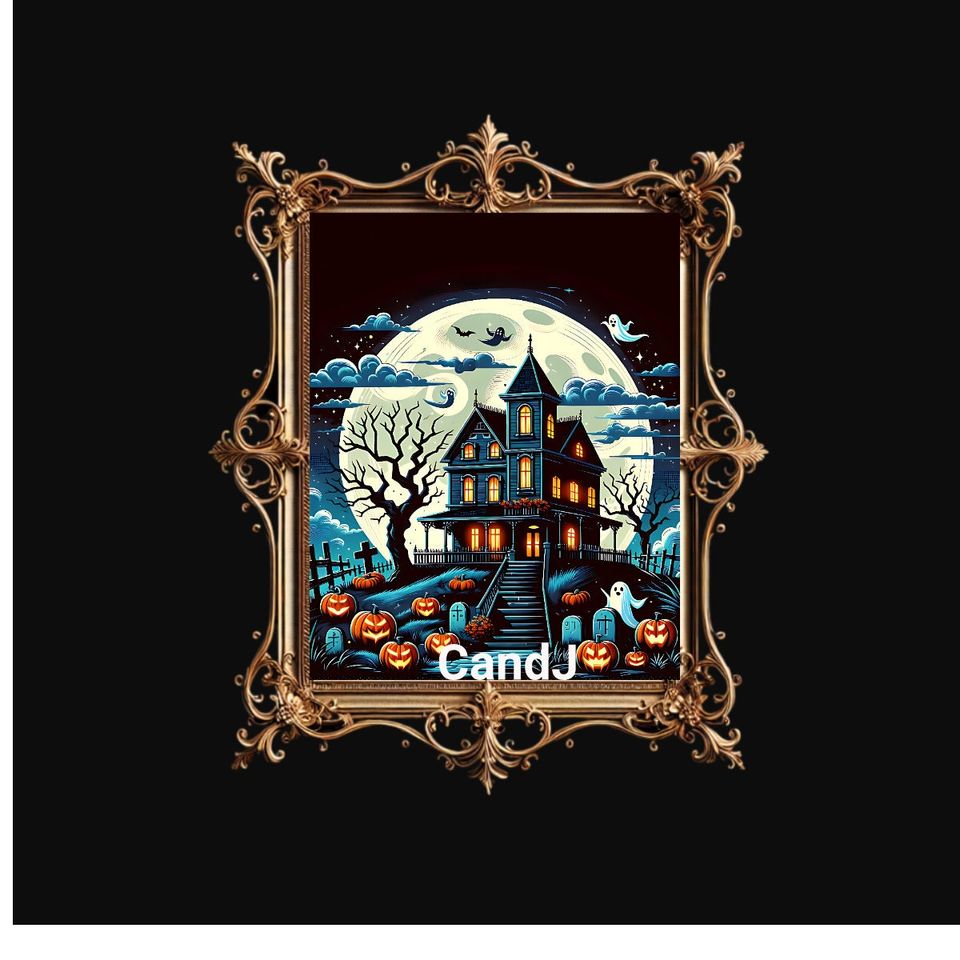 Halloween Haunted House Instant Download Printable Home Decor Spooky Ghost House