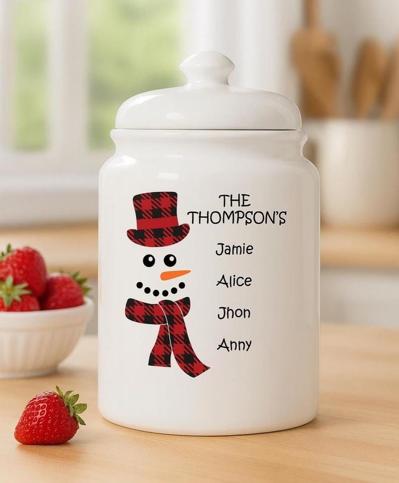 Personalized Christmas Cookie Jar, Christmas and Housewarming Gift