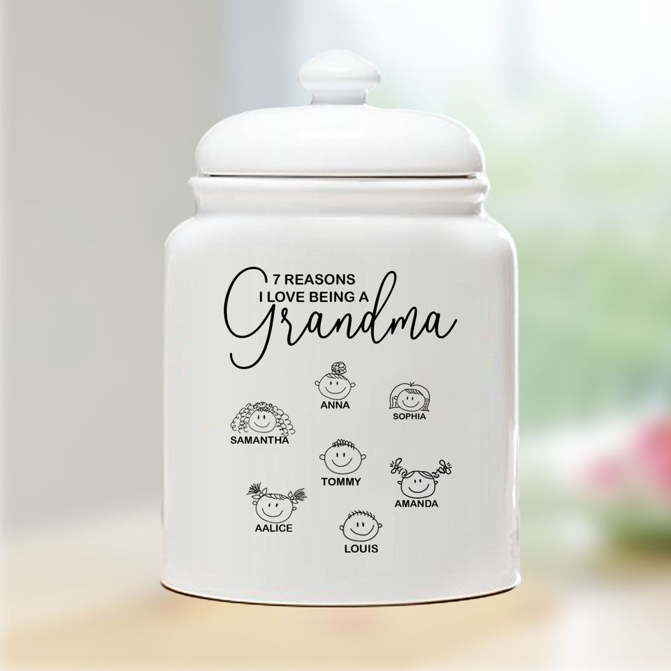 Personalized Stoneware Cookie Jar, Custom Family Names, Housewarming Gift