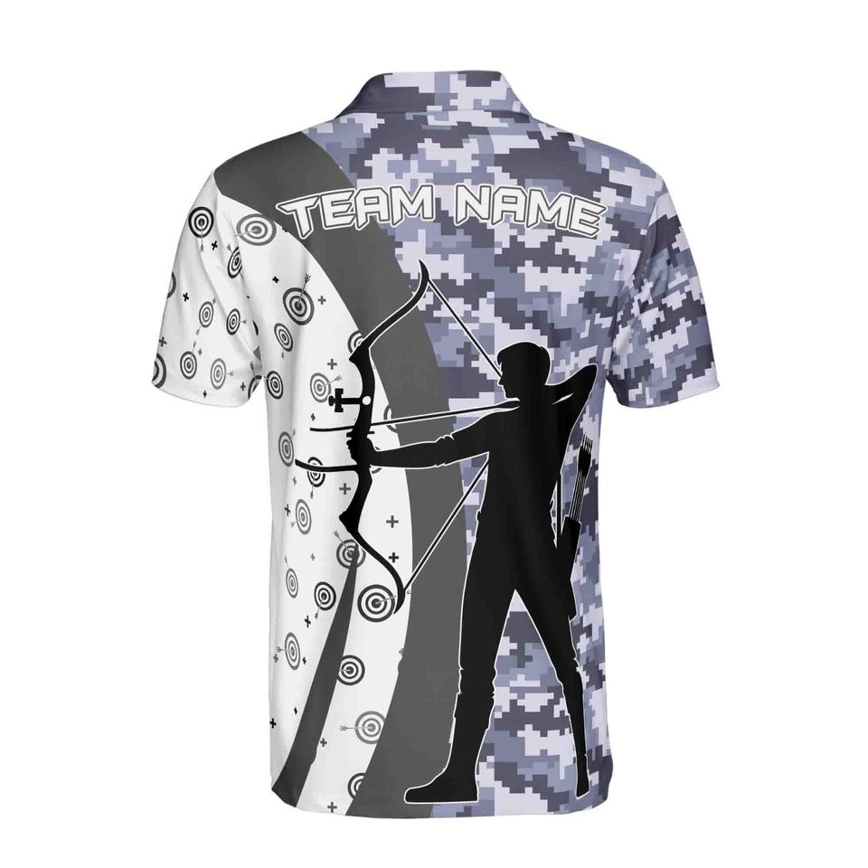Custom Name Team Name Target Archery Camo Pattern Men's Polo Shirt