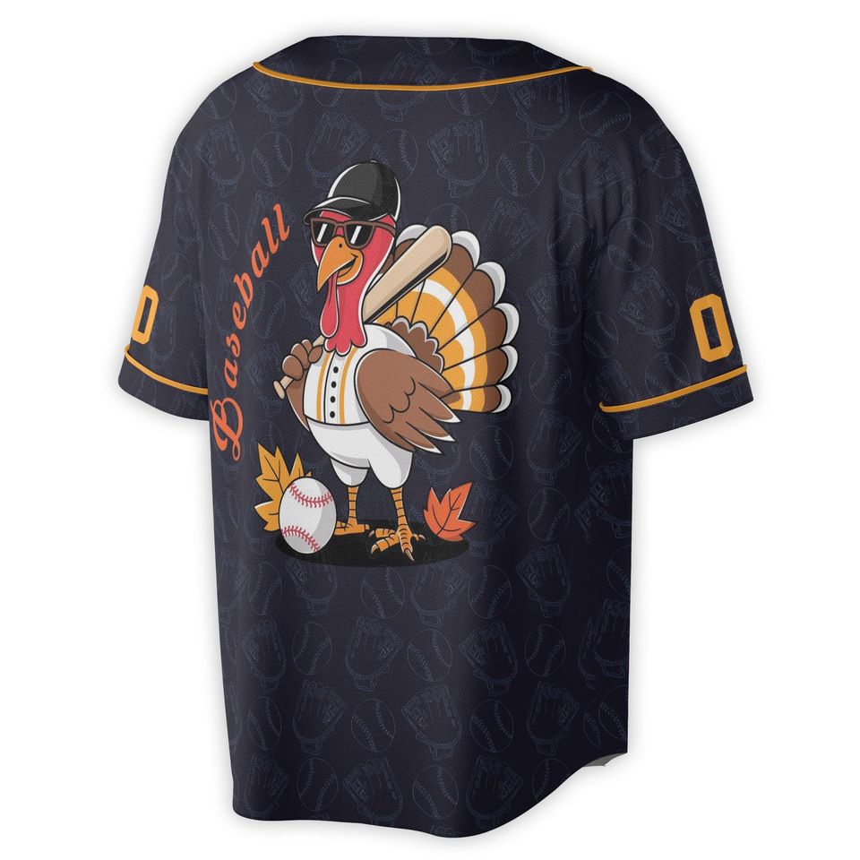 Custom Name Number Baseball Turkey Autumn Baseball Jersey