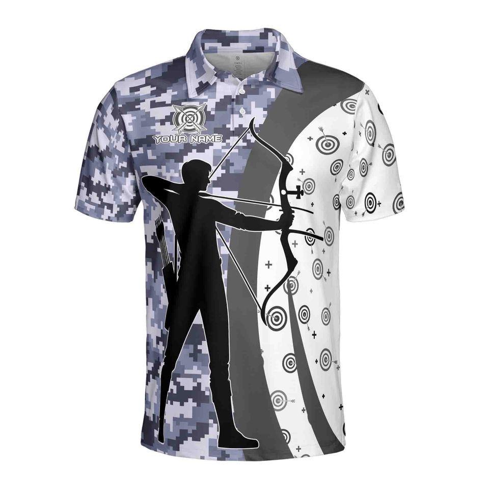 Custom Name Team Name Target Archery Camo Pattern Men's Polo Shirt