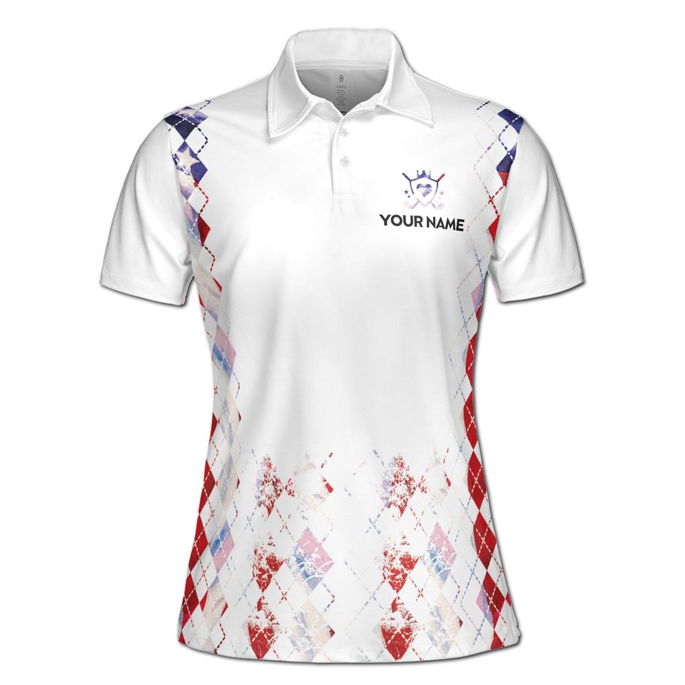 Custom Name America Argyle Swing Swe Repeat Women Sleeveless Polo