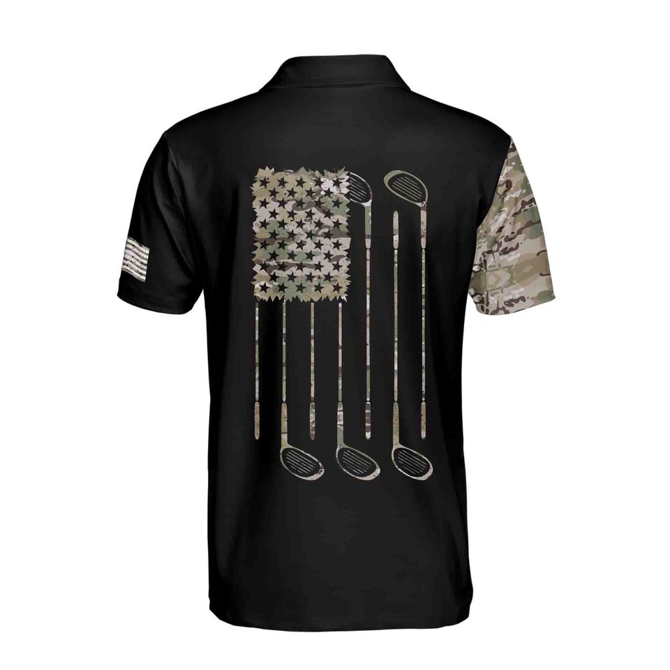 Custom Name Camo Skull Golf Camouflage American Golf Men's Polo Shirt